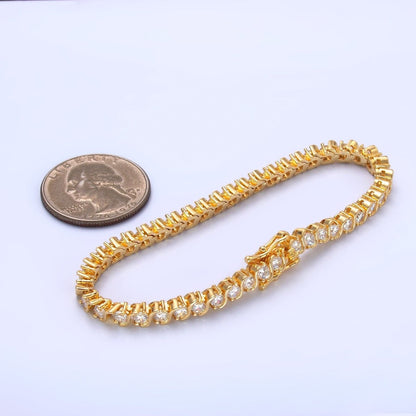 24K Gold Filled Curved S-Link Tennis Chain Bracelet in Gold &amp; Silver | WA-3036 WA-3037