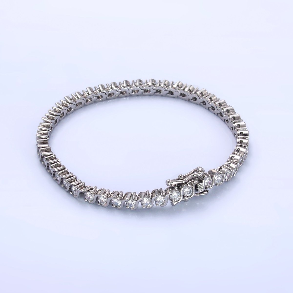 24K Gold Filled Curved S-Link Tennis Chain Bracelet in Gold &amp; Silver | WA-3036 WA-3037