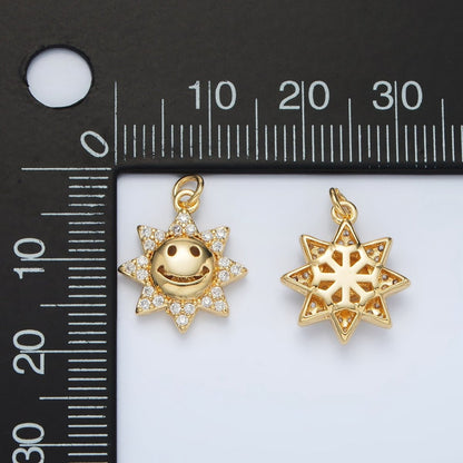 24K Gold Filled Cute Smiley Faced CZ Sunshine Charm | AC-105
