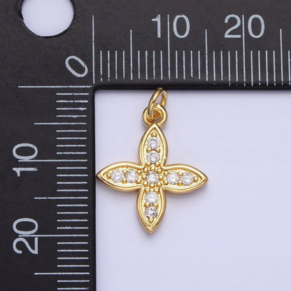 24K Gold Filled CZ 20mm Four-Leaf Petal Flower Micro Paved Mini Add-On Charm | AC588