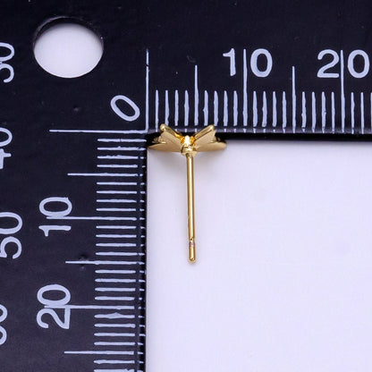 24K Gold Filled CZ Artisan Butterfly Insect Stud Earrings