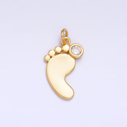 24K Gold Filled CZ Baby Feet Charm in Gold &amp; Silver | W791