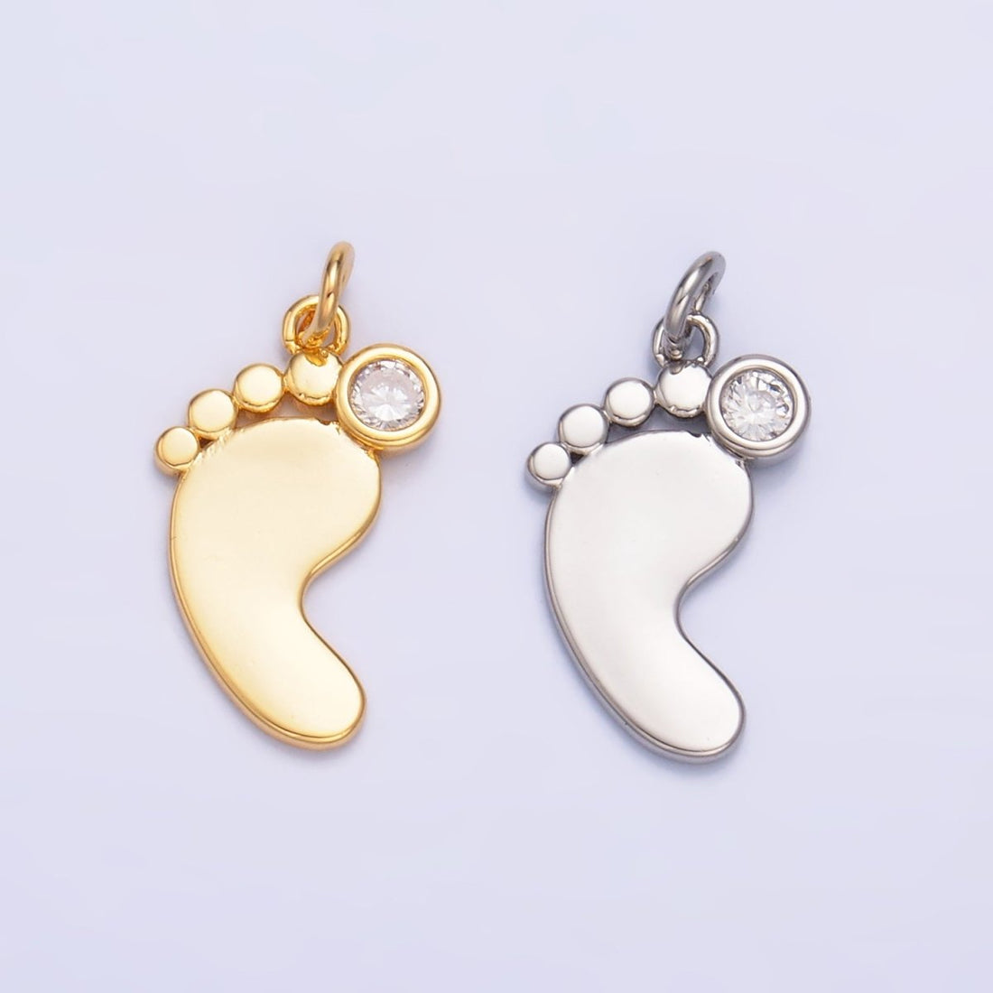 24K Gold Filled CZ Baby Feet Charm in Gold &amp; Silver | W791