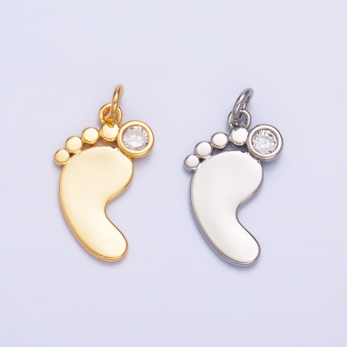 24K Gold Filled CZ Baby Feet Charm in Gold &amp; Silver | W791