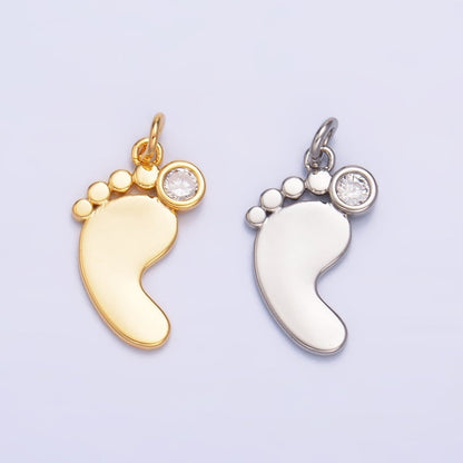 24K Gold Filled CZ Baby Feet Charm in Gold &amp; Silver | W791
