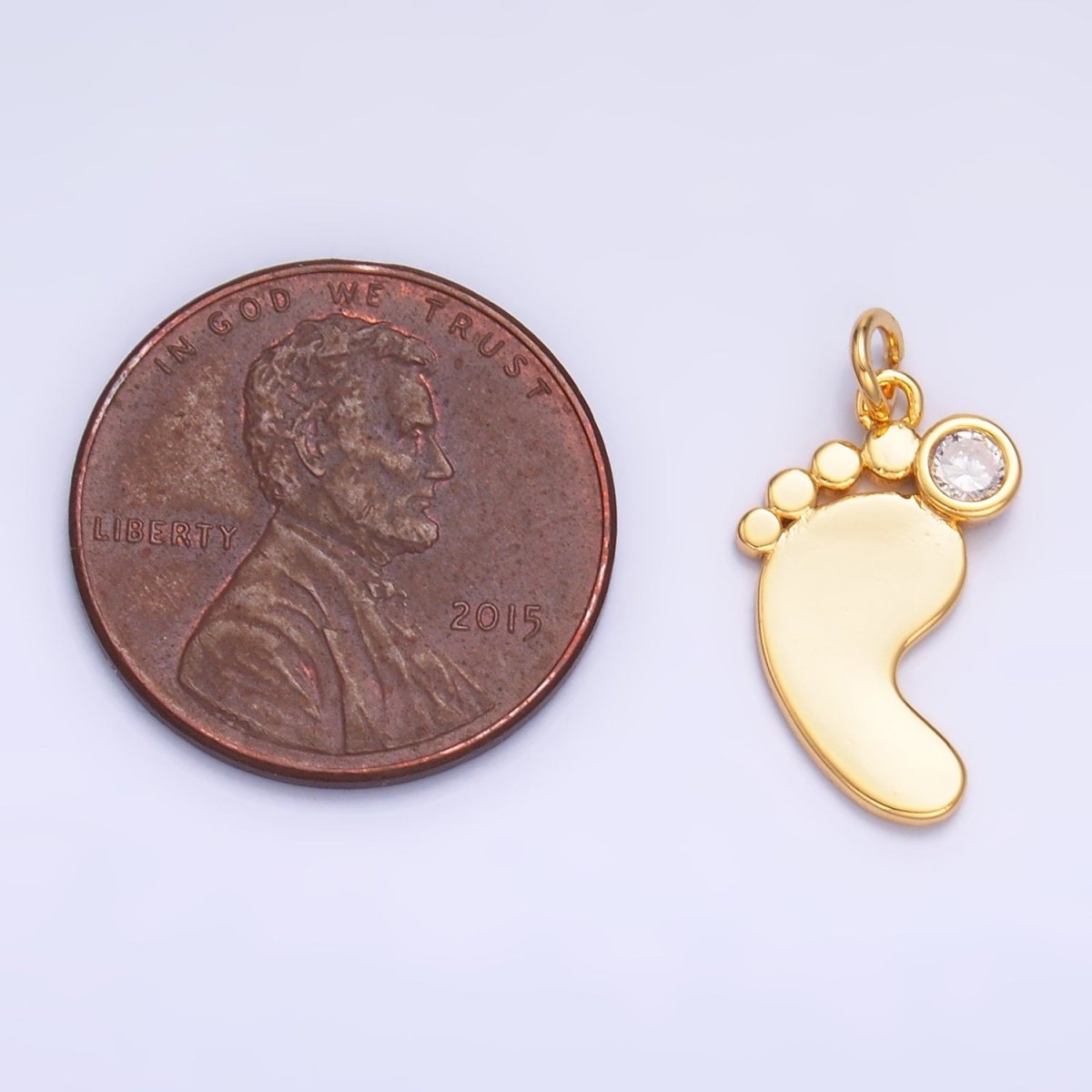24K Gold Filled CZ Baby Feet Charm in Gold &amp; Silver | W791
