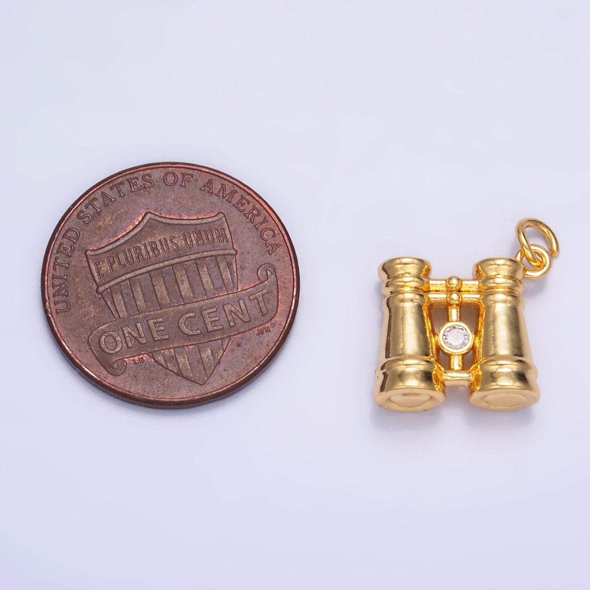 24K Gold Filled CZ Binoculars 3D Multidimensional Charm in Gold &amp; Silver | W368