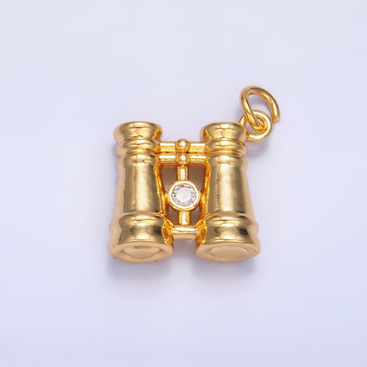 24K Gold Filled CZ Binoculars 3D Multidimensional Charm in Gold &amp; Silver | W368
