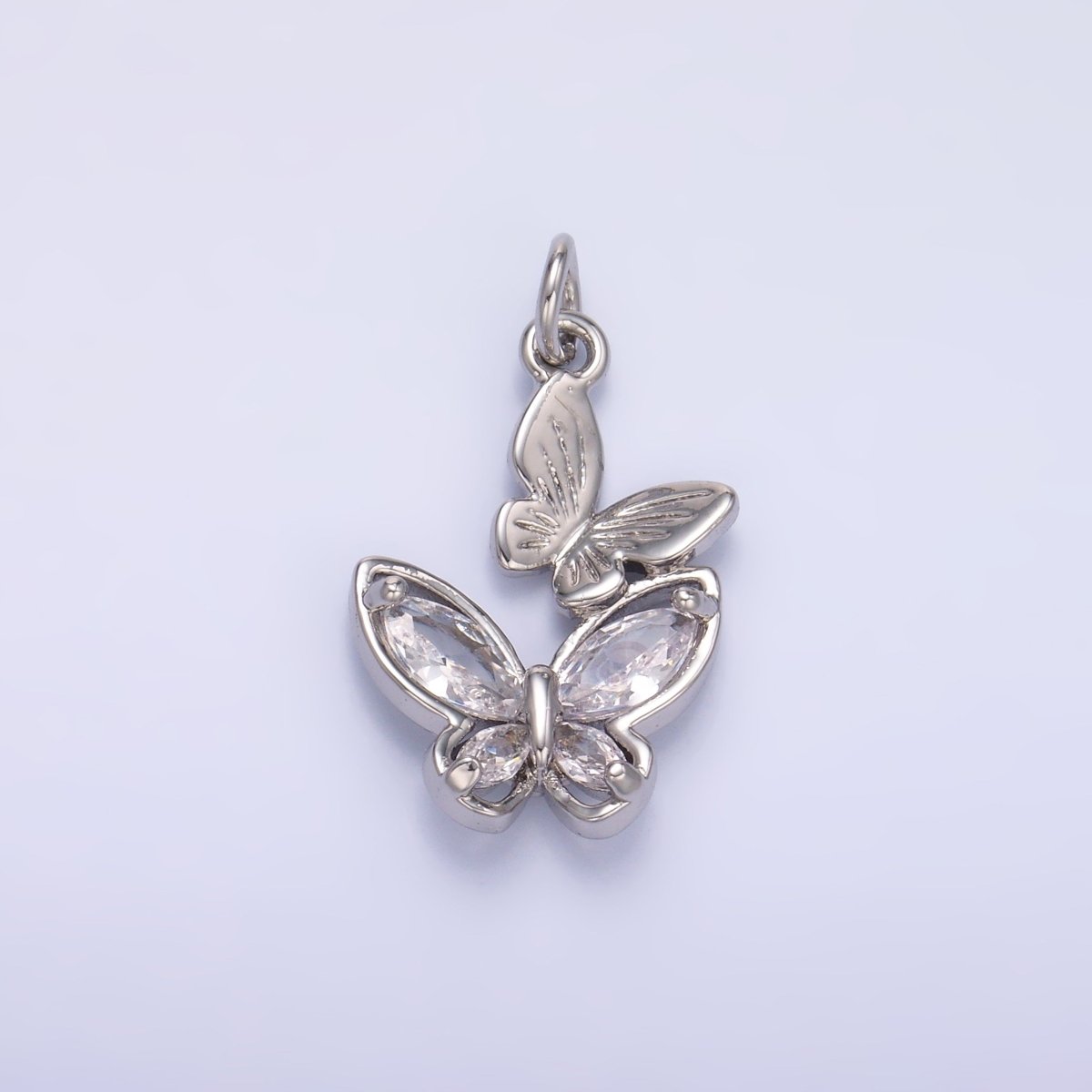 24K Gold Filled CZ Butterfly Double Charm in Gold &amp; Silver | N075