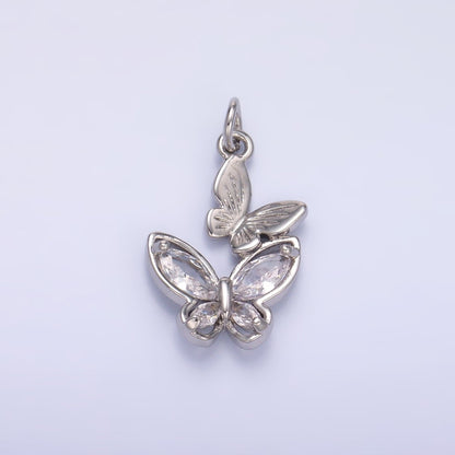 24K Gold Filled CZ Butterfly Double Charm in Gold &amp; Silver | N075