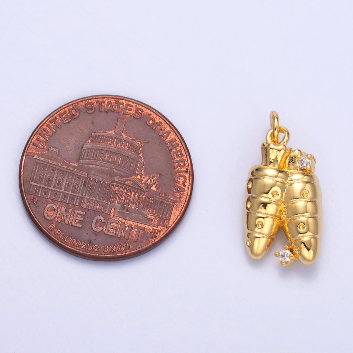 24K Gold Filled CZ Carrot Vegetable Multidimensional 3D Charm | N073