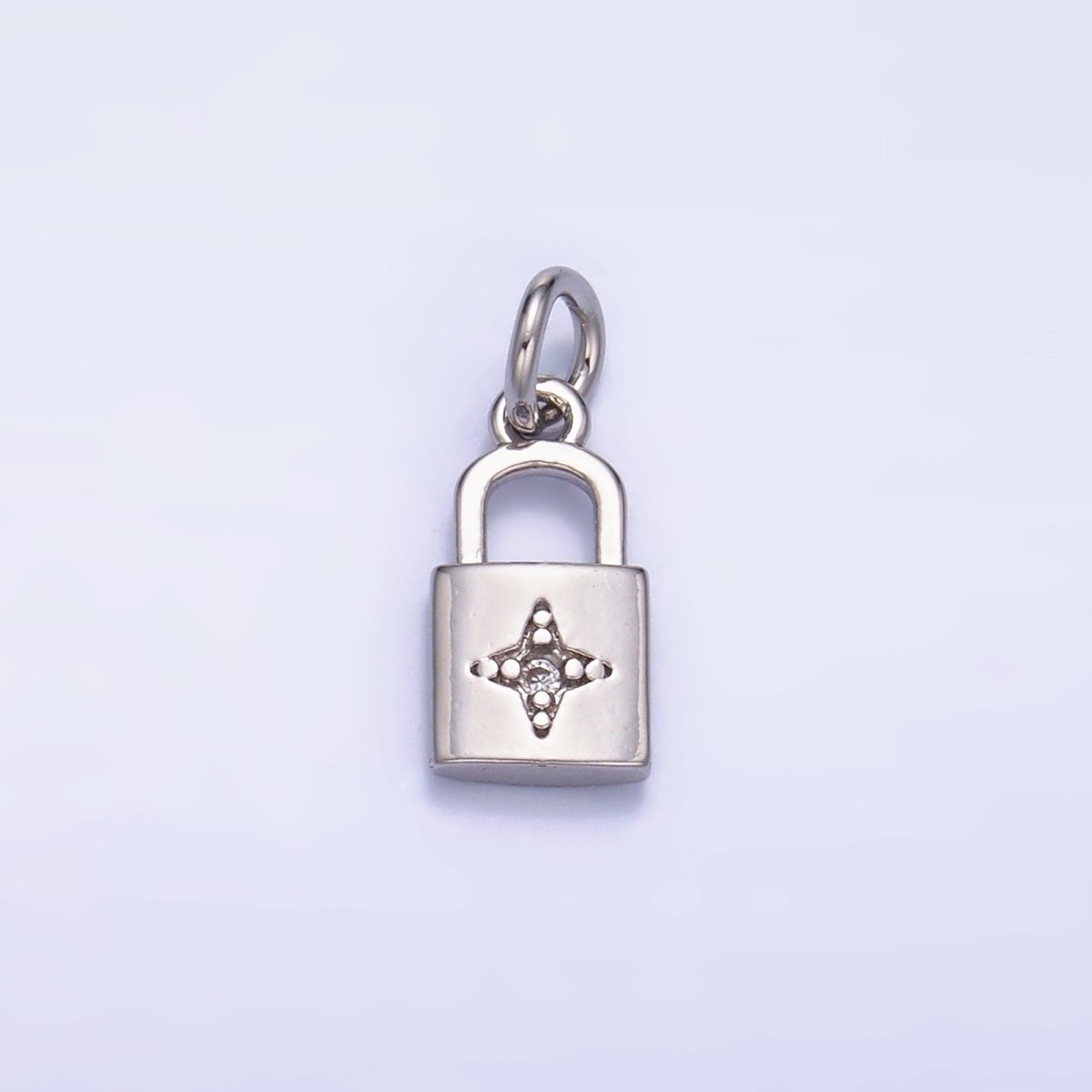 24K Gold Filled 10mm CZ Celestial Star Padlock Mini Charm in Gold &amp; Silver | E825