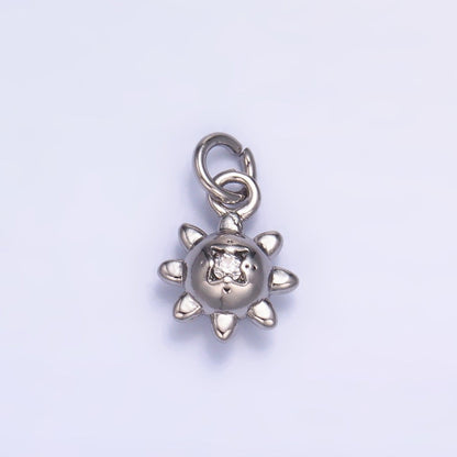 24K Gold Filled 9.5mm CZ Celestial Sun Mini Charm in Gold &amp; Silver | W879