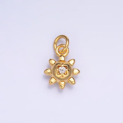 24K Gold Filled 9.5mm CZ Celestial Sun Mini Charm in Gold &amp; Silver | W879