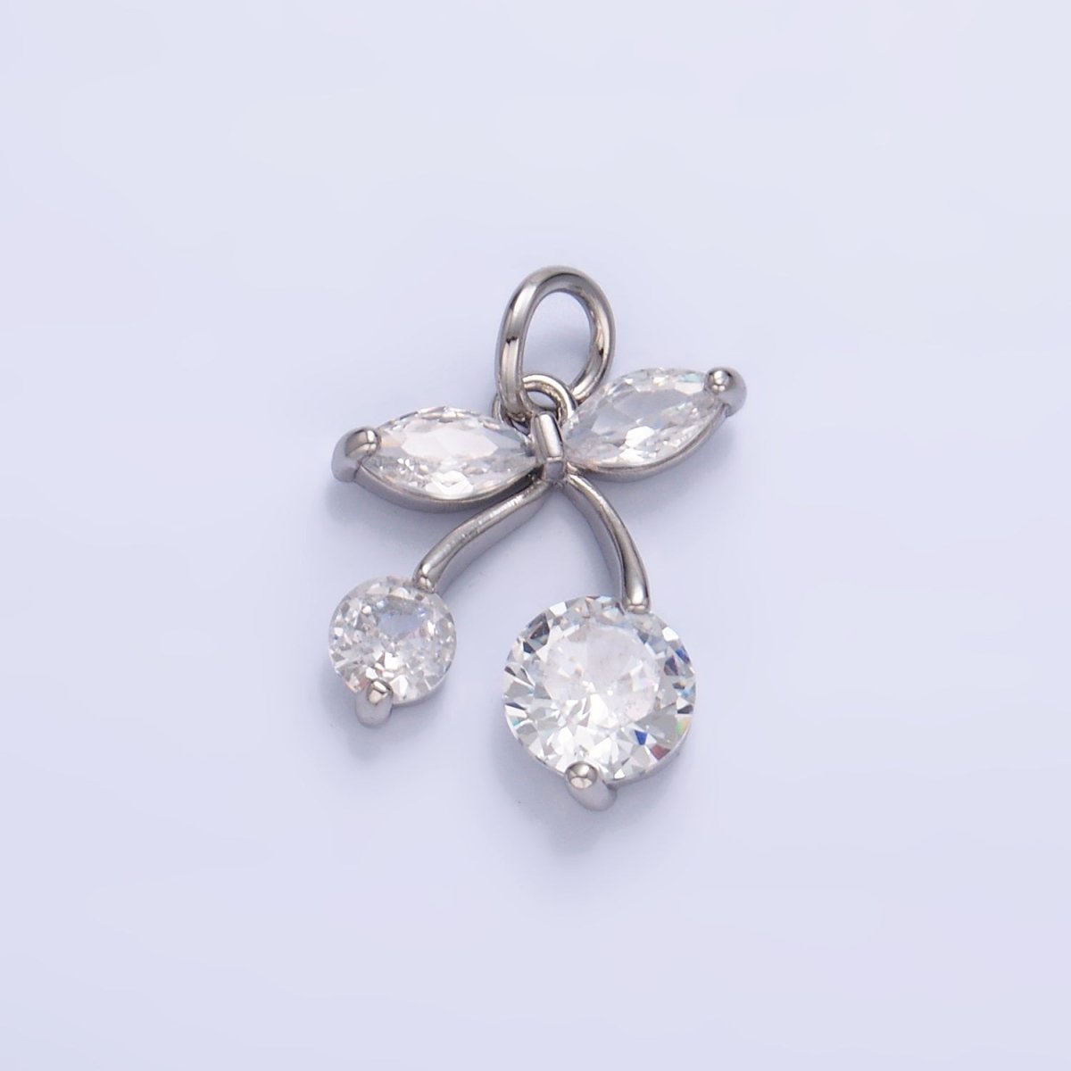 24K Gold Filled 15mm Clear CZ Cherry Fruit Mini Charm in Gold &amp; Silver | W806