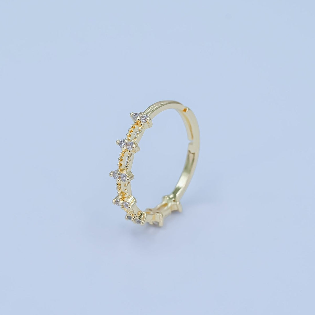 24K Gold Filled CZ Cluster Geometric Adjustable Ring | O821
