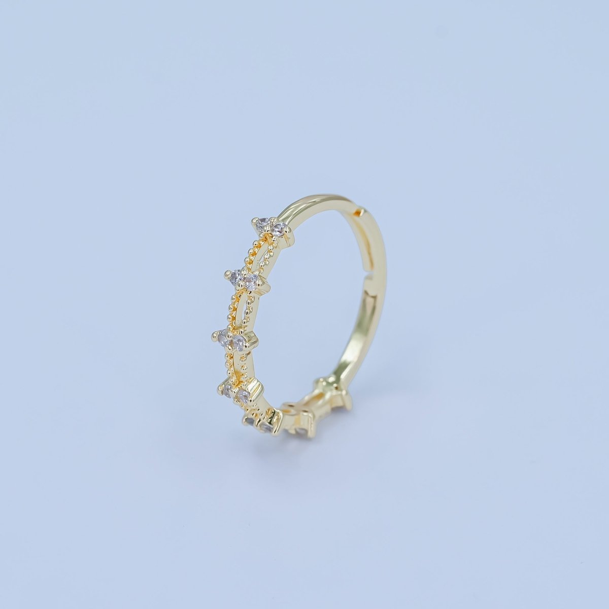 24K Gold Filled CZ Cluster Geometric Adjustable Ring | O821