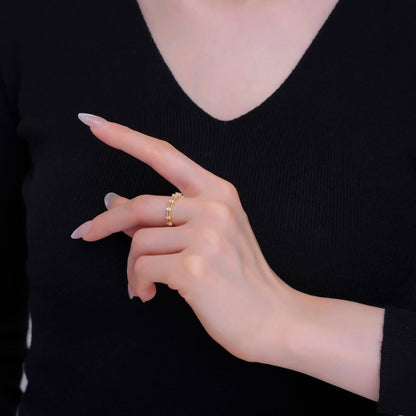 24K Gold Filled CZ Cluster Geometric Adjustable Ring | O821