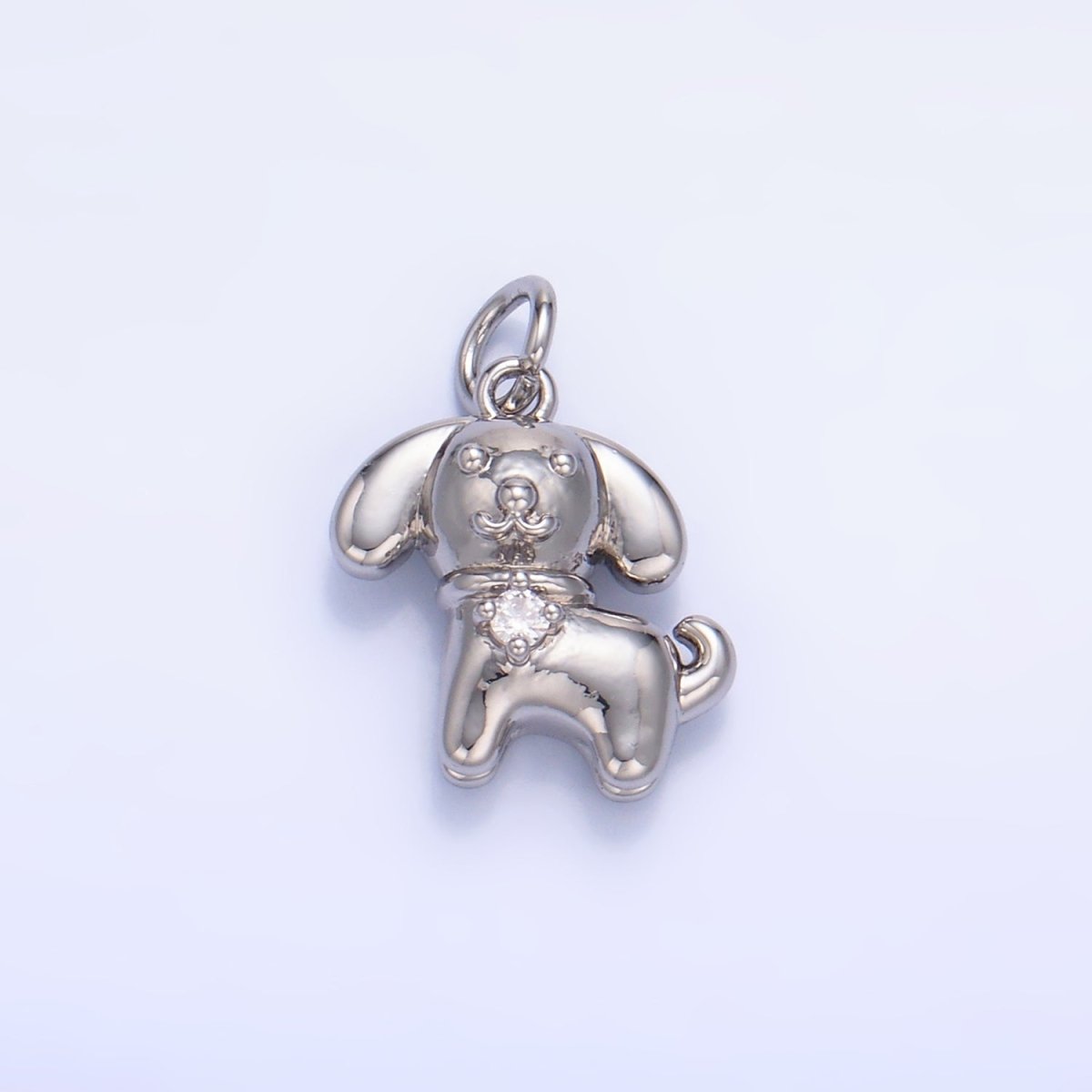 24K Gold Filled 15mm CZ Dog Pet Animal 3D Multidimensional Charm in Gold &amp; Silver | W891