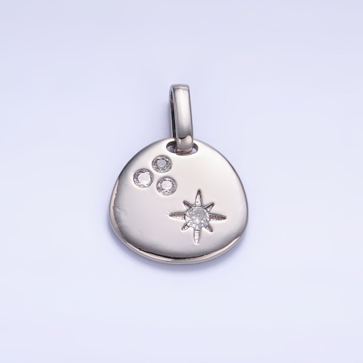 24K Gold Filled CZ Dotted Celestial Star Round Pendant in Gold &amp; Silver | AA1084