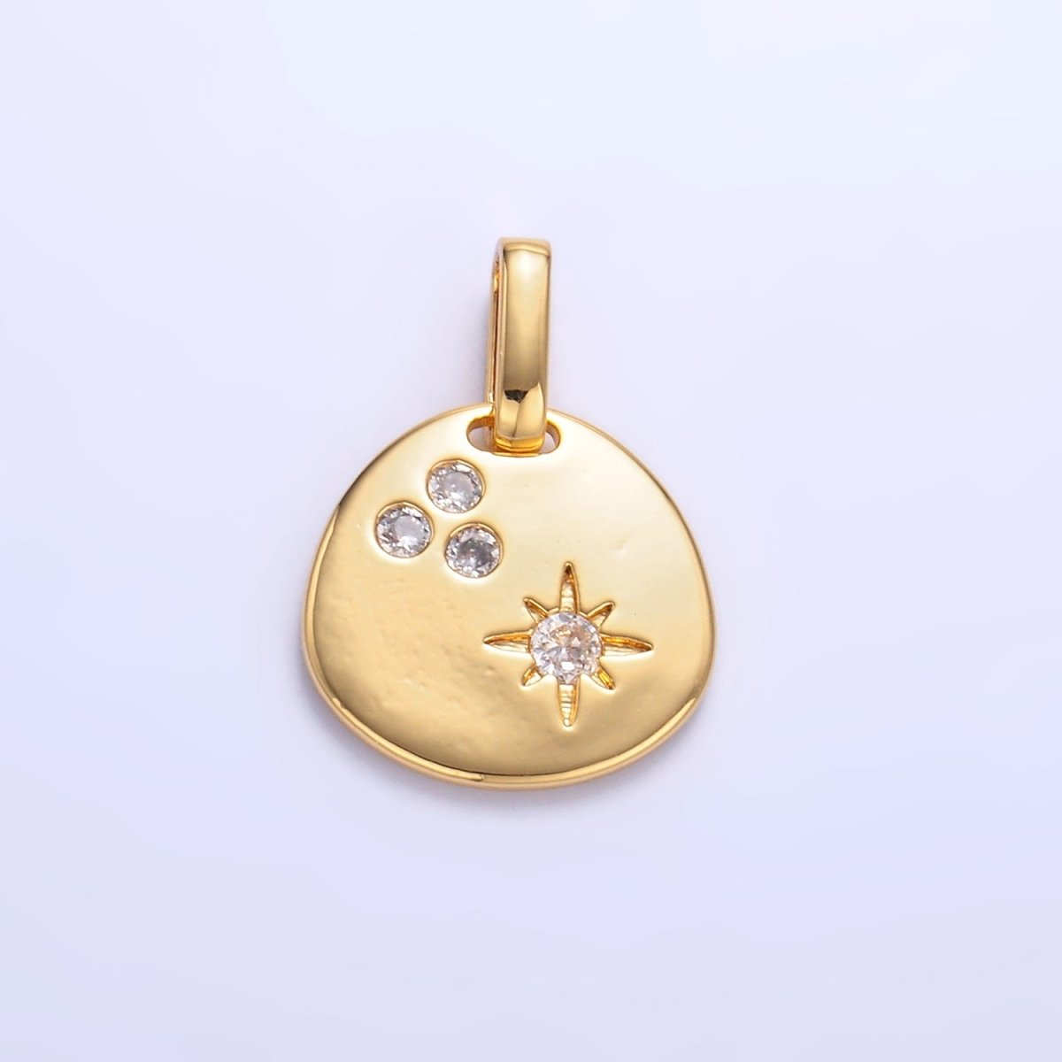 24K Gold Filled CZ Dotted Celestial Star Round Pendant in Gold &amp; Silver | AA1084
