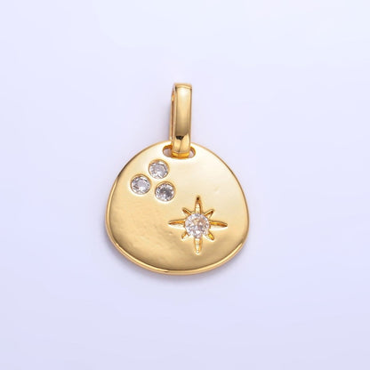 24K Gold Filled CZ Dotted Celestial Star Round Pendant in Gold &amp; Silver | AA1084