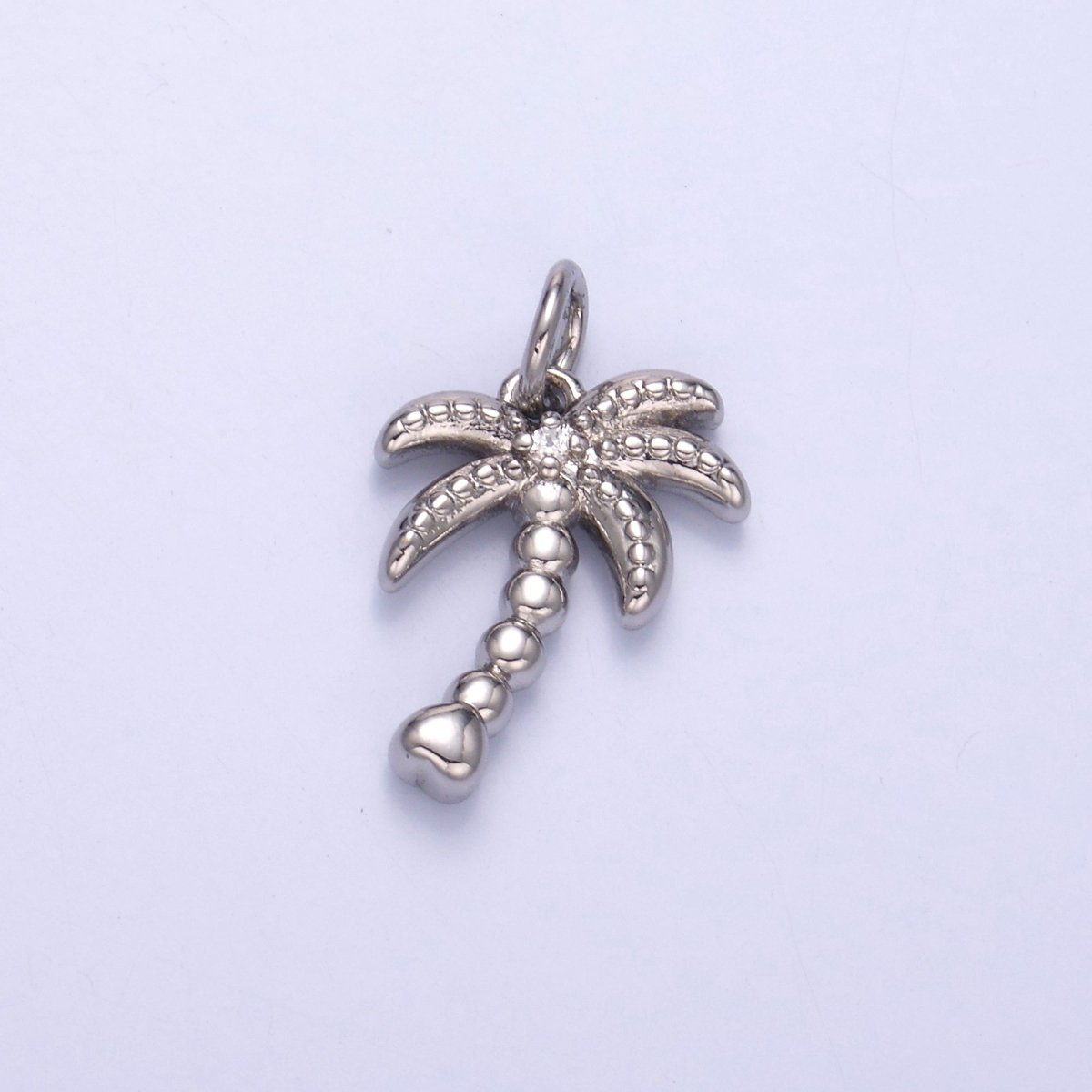 24K Gold Filled CZ Dotted Nature Palm Tree 3D Multidimensional Charm in Gold &amp; Silver | N019
