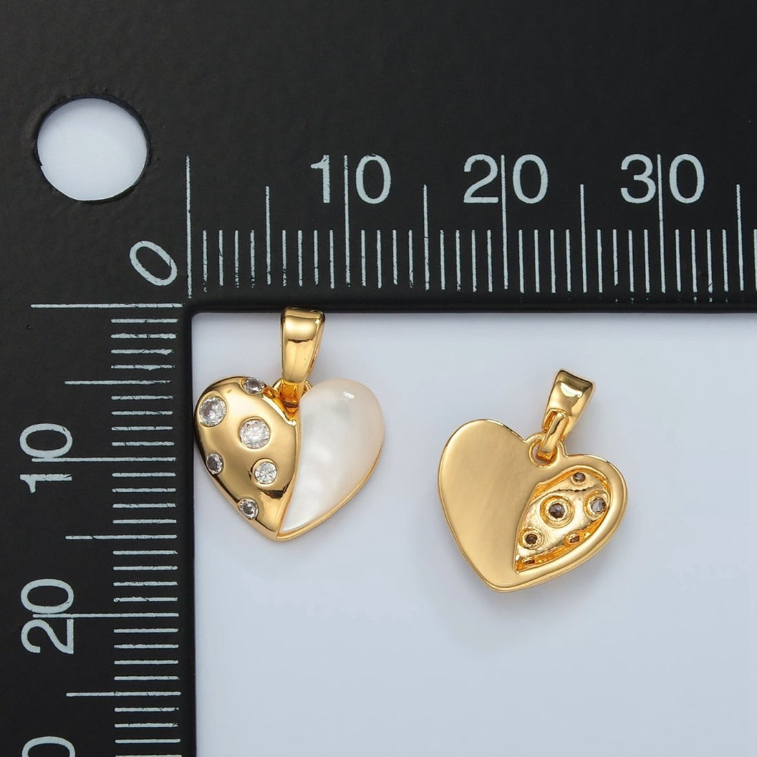 24K Gold Filled CZ Dotted Shell Pearl Heart Pendant | H785