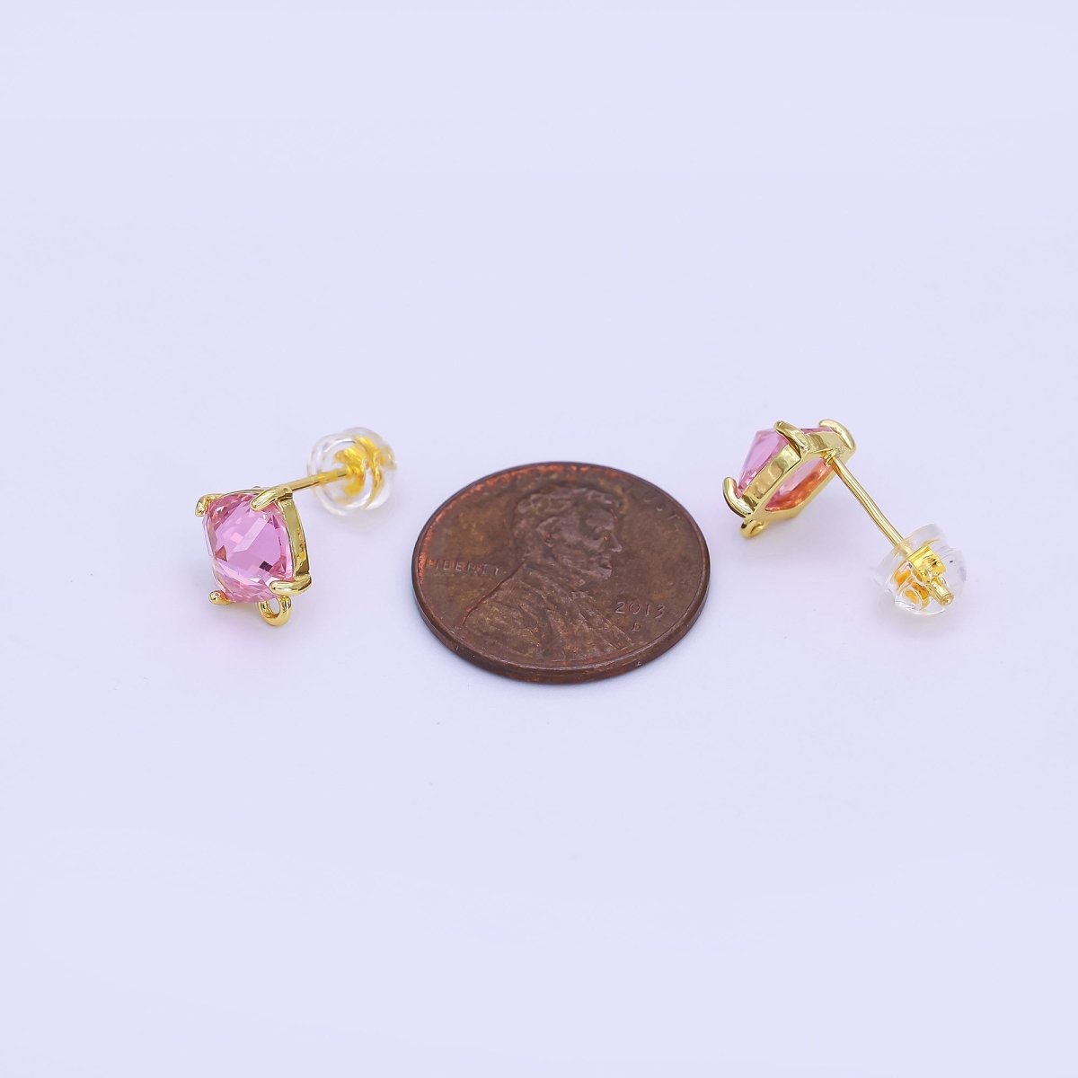24K Gold Filled CZ Drop Stud Earrings Findings | Z1116 Z1273