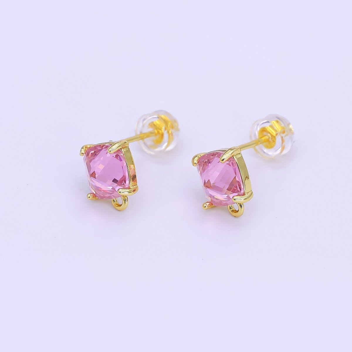 24K Gold Filled CZ Drop Stud Earrings Findings | Z1116 Z1273