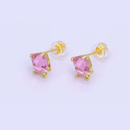 24K Gold Filled CZ Drop Stud Earrings Findings | Z1116 Z1273