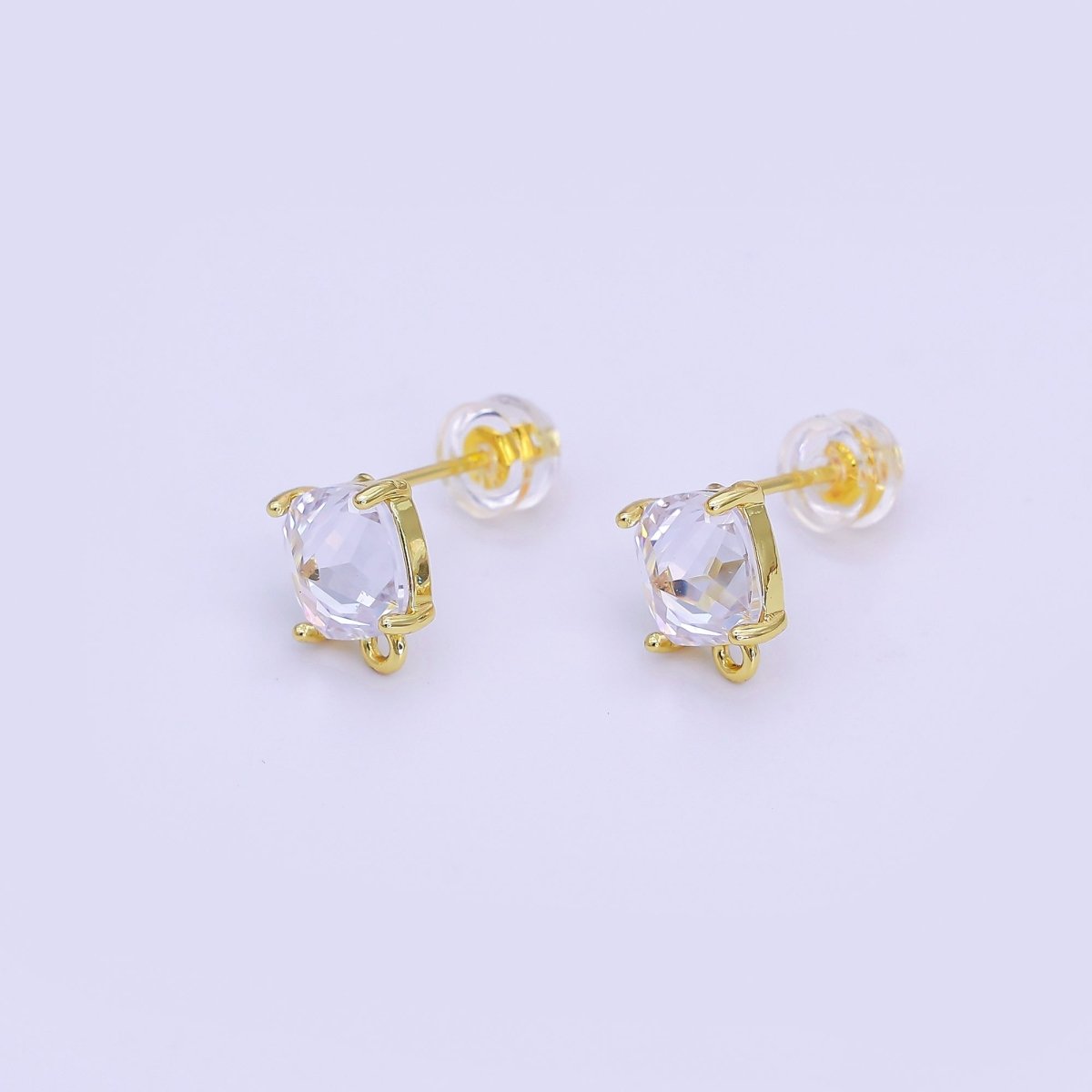 24K Gold Filled CZ Drop Stud Earrings Findings | Z1116 Z1273