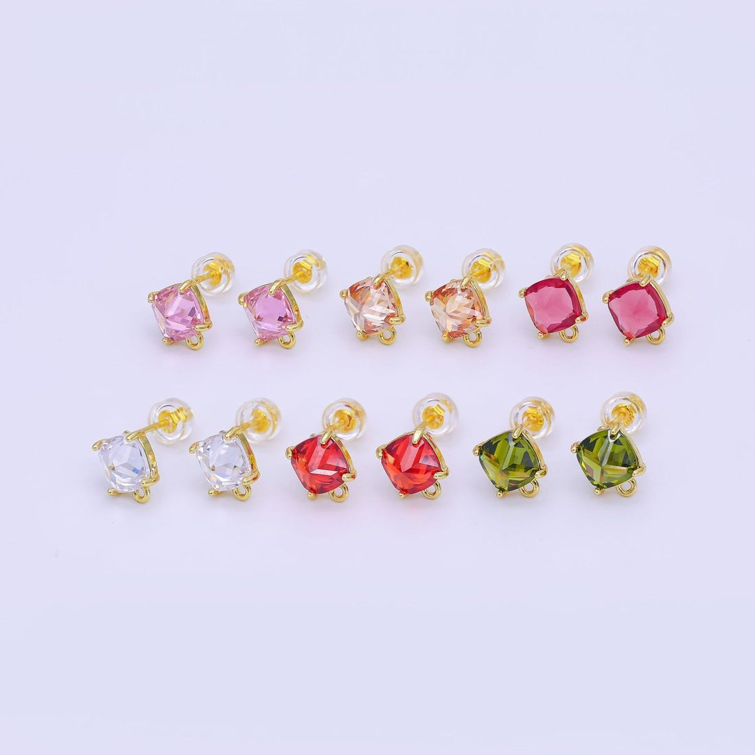 24K Gold Filled CZ Drop Stud Earrings Findings | Z1116 Z1273
