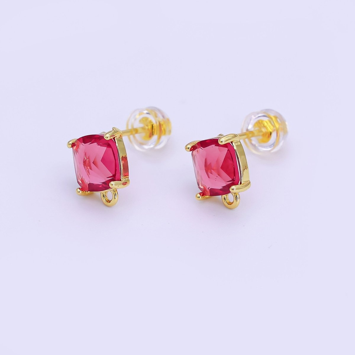 24K Gold Filled CZ Drop Stud Earrings Findings | Z1116 Z1273