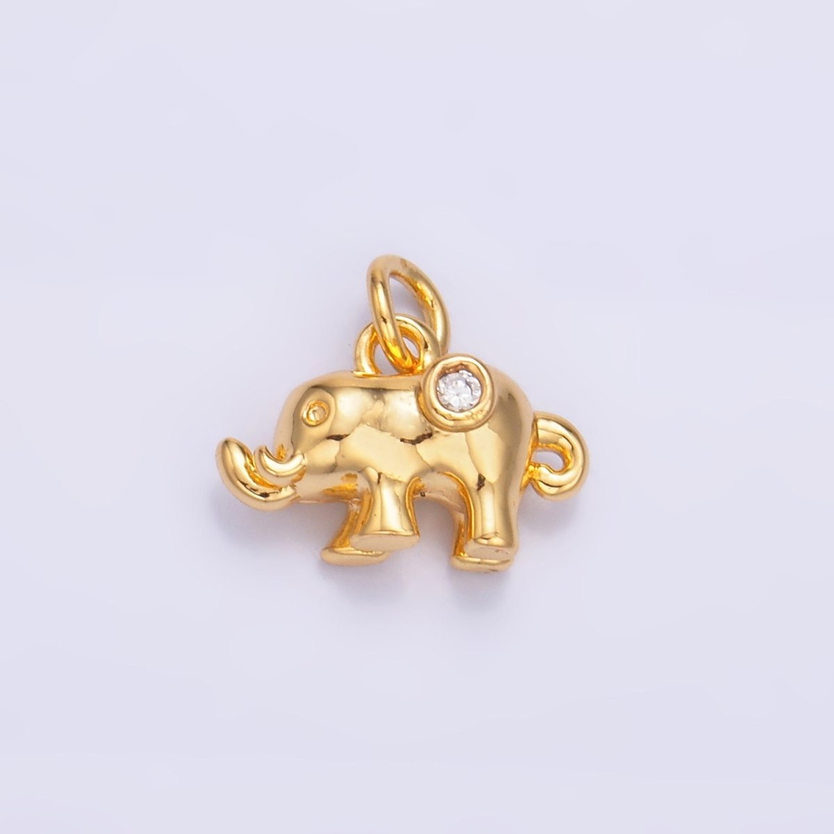 24K Gold Filled CZ Elephant  Animal 3D Multidimensional Charm in Gold &amp; Silver | W400