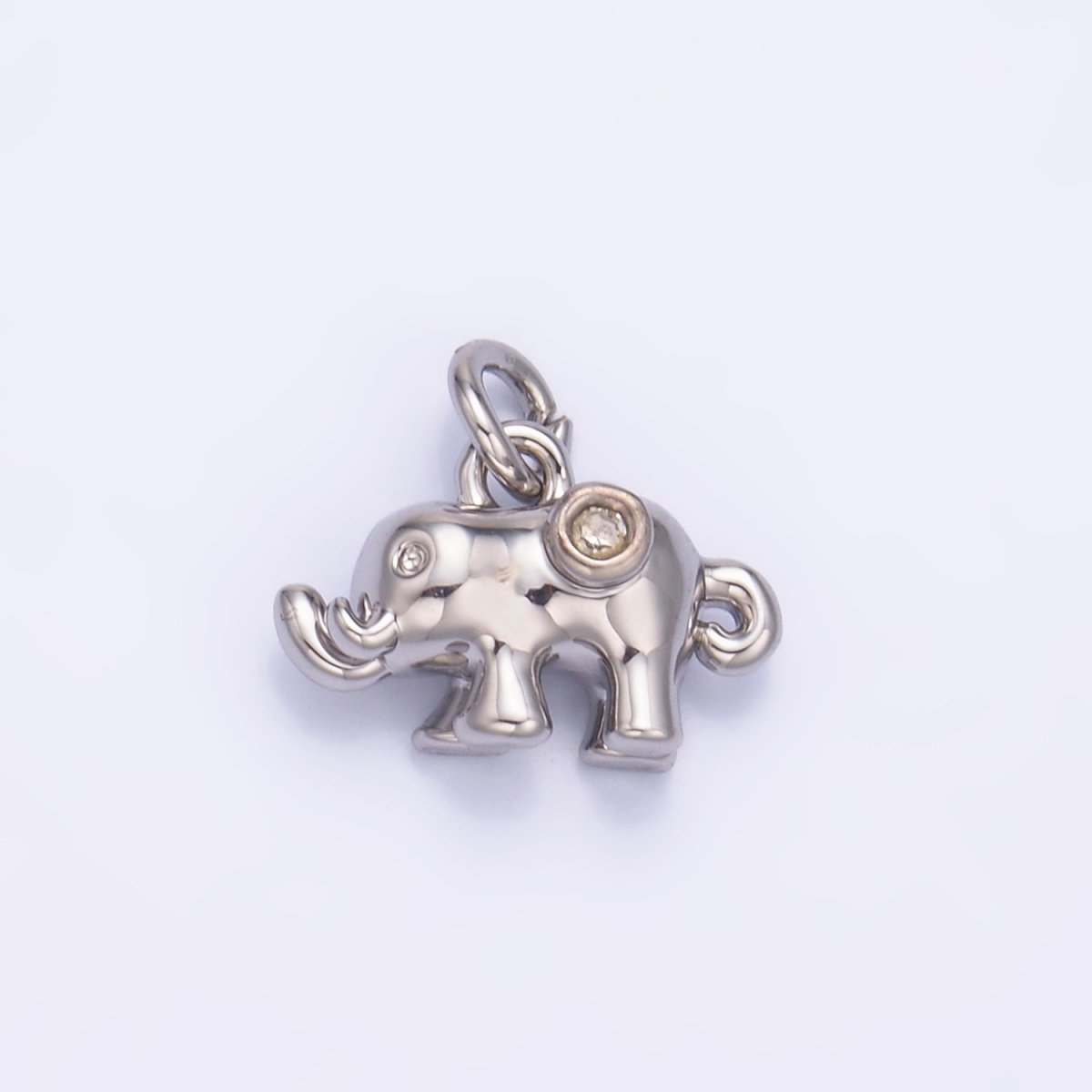 24K Gold Filled CZ Elephant  Animal 3D Multidimensional Charm in Gold &amp; Silver | W400