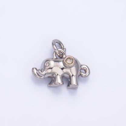 24K Gold Filled CZ Elephant  Animal 3D Multidimensional Charm in Gold &amp; Silver | W400