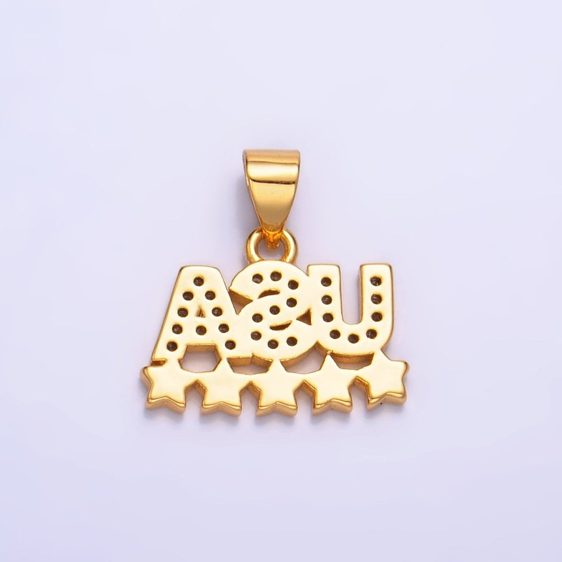 24K Gold Filled CZ Enamel Stars USA Patriotic 4th of July Pendant | AA-1068