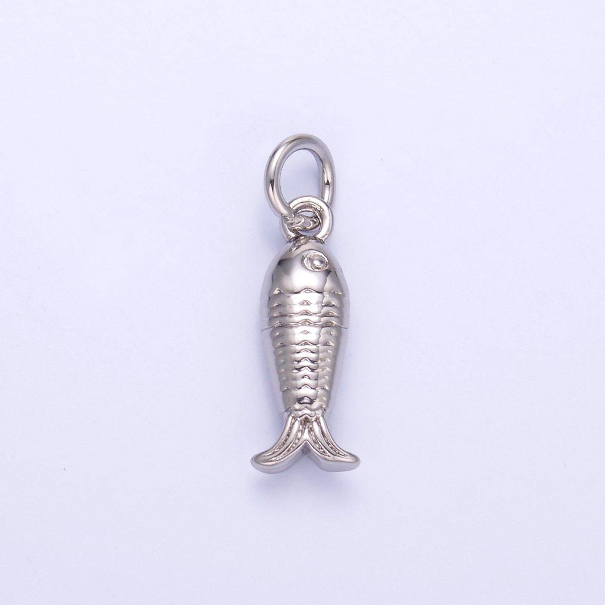 24K Gold Filled 14.5mm Sardine Fish 3D Multidimensional Charm in Gold &amp; Silver | N010