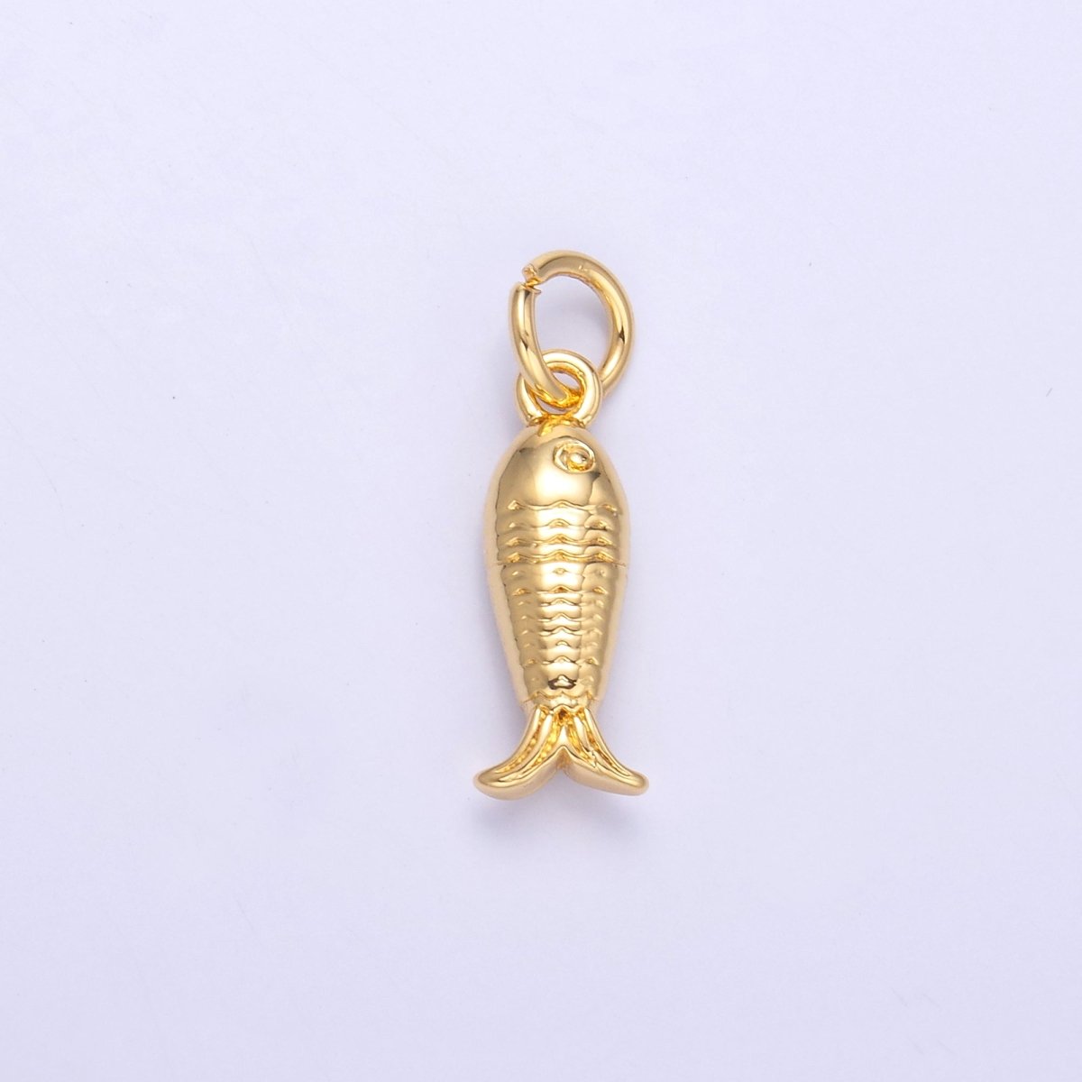 24K Gold Filled 14.5mm Sardine Fish 3D Multidimensional Charm in Gold &amp; Silver | N010