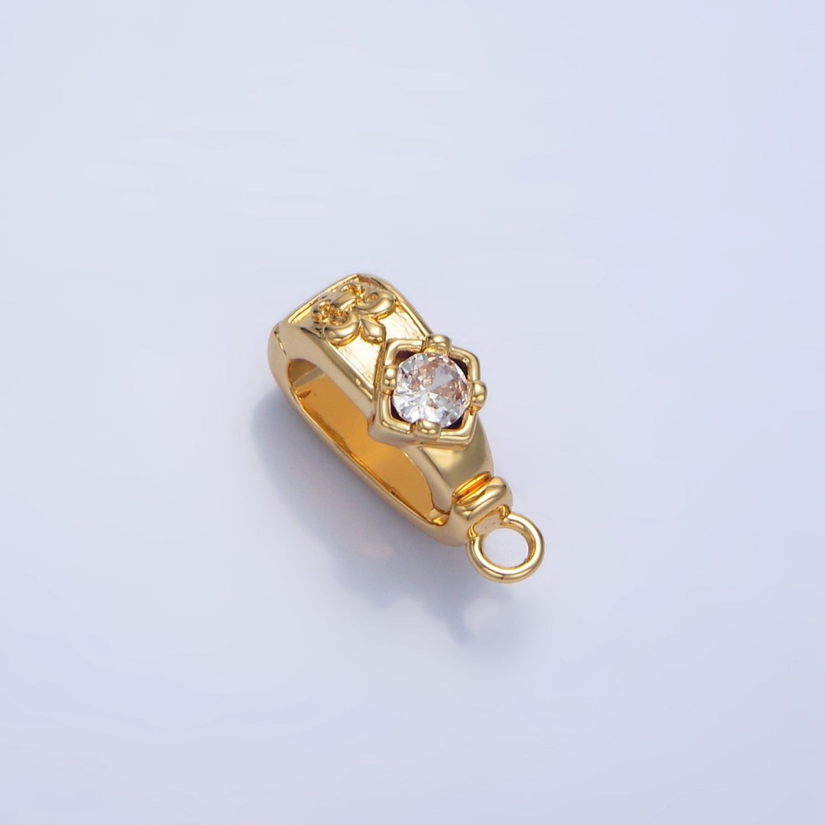 24K Gold Filled 16.5mm CZ Fleur Snap Latch Bail Findings in Gold &amp; Silver | Z972