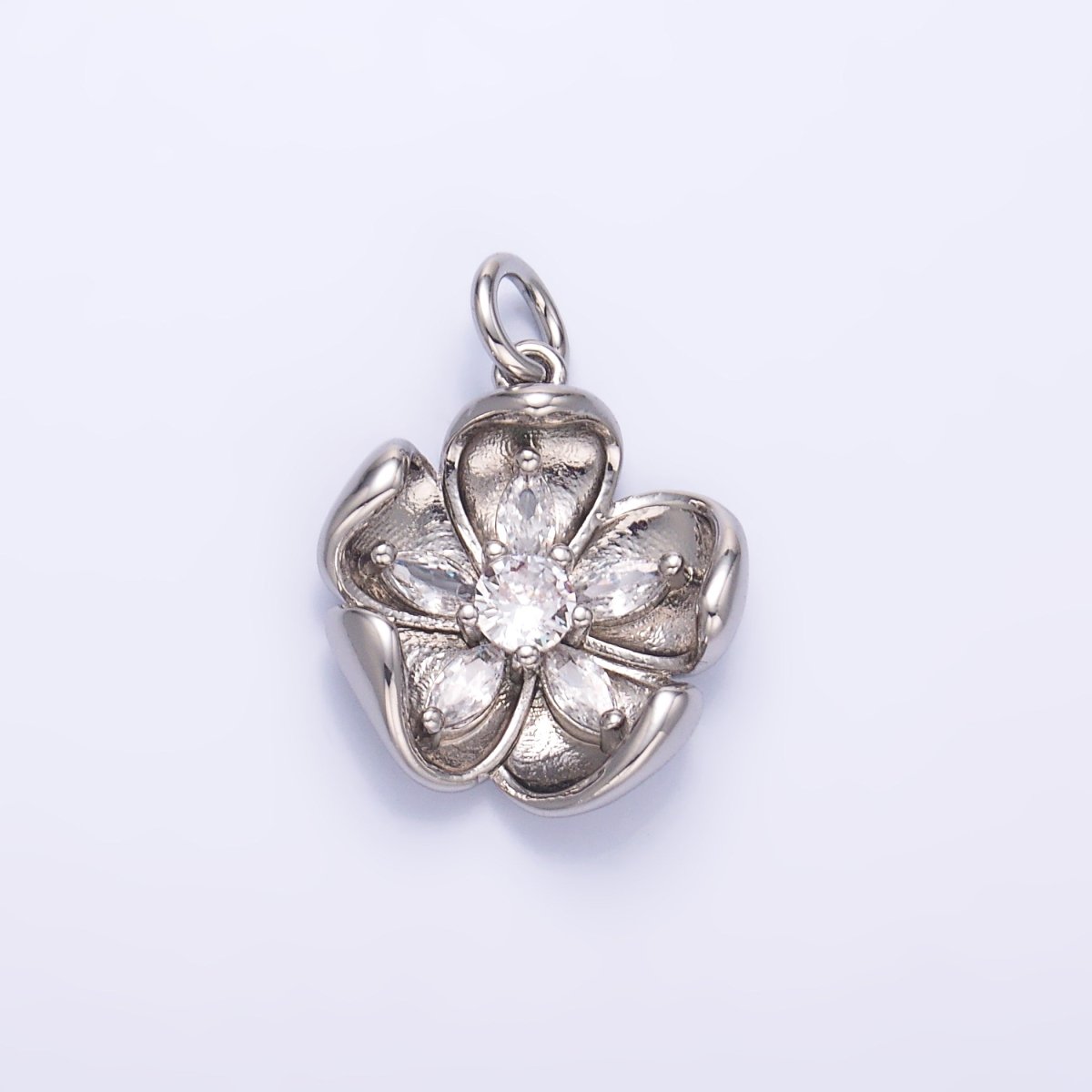24K Gold Filled CZ Flower Mini Charm in Gold &amp; Silver | C014