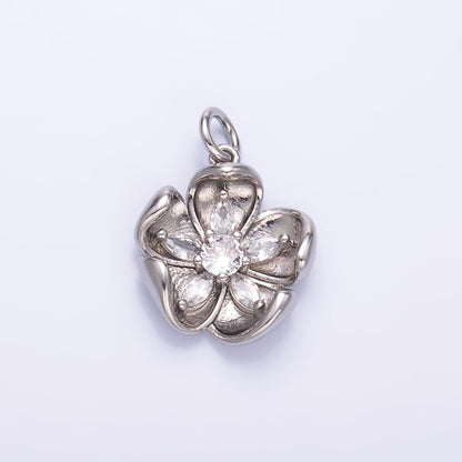 24K Gold Filled CZ Flower Mini Charm in Gold &amp; Silver | C014