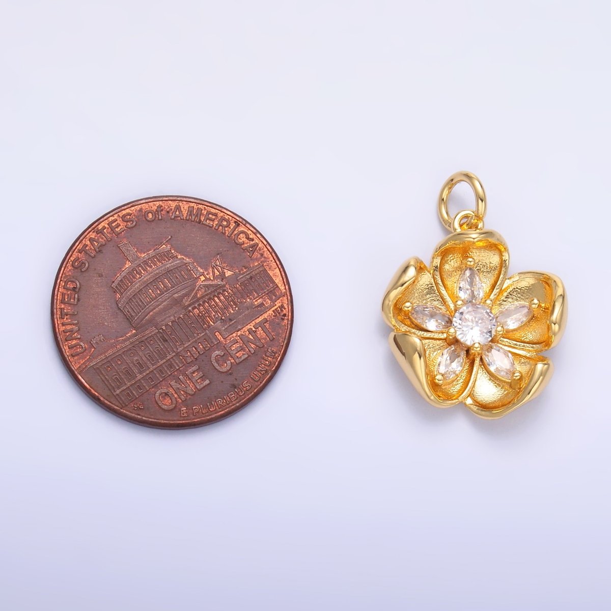 24K Gold Filled CZ Flower Mini Charm in Gold &amp; Silver | C014