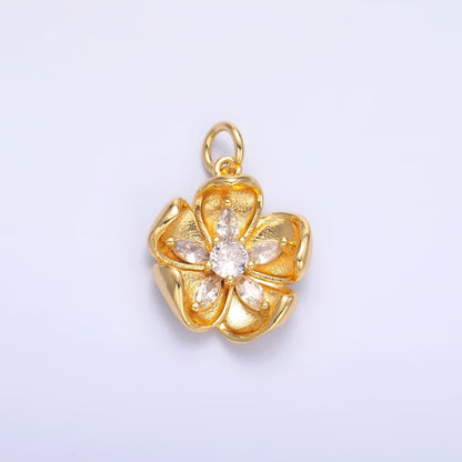 24K Gold Filled CZ Flower Mini Charm in Gold &amp; Silver | C014