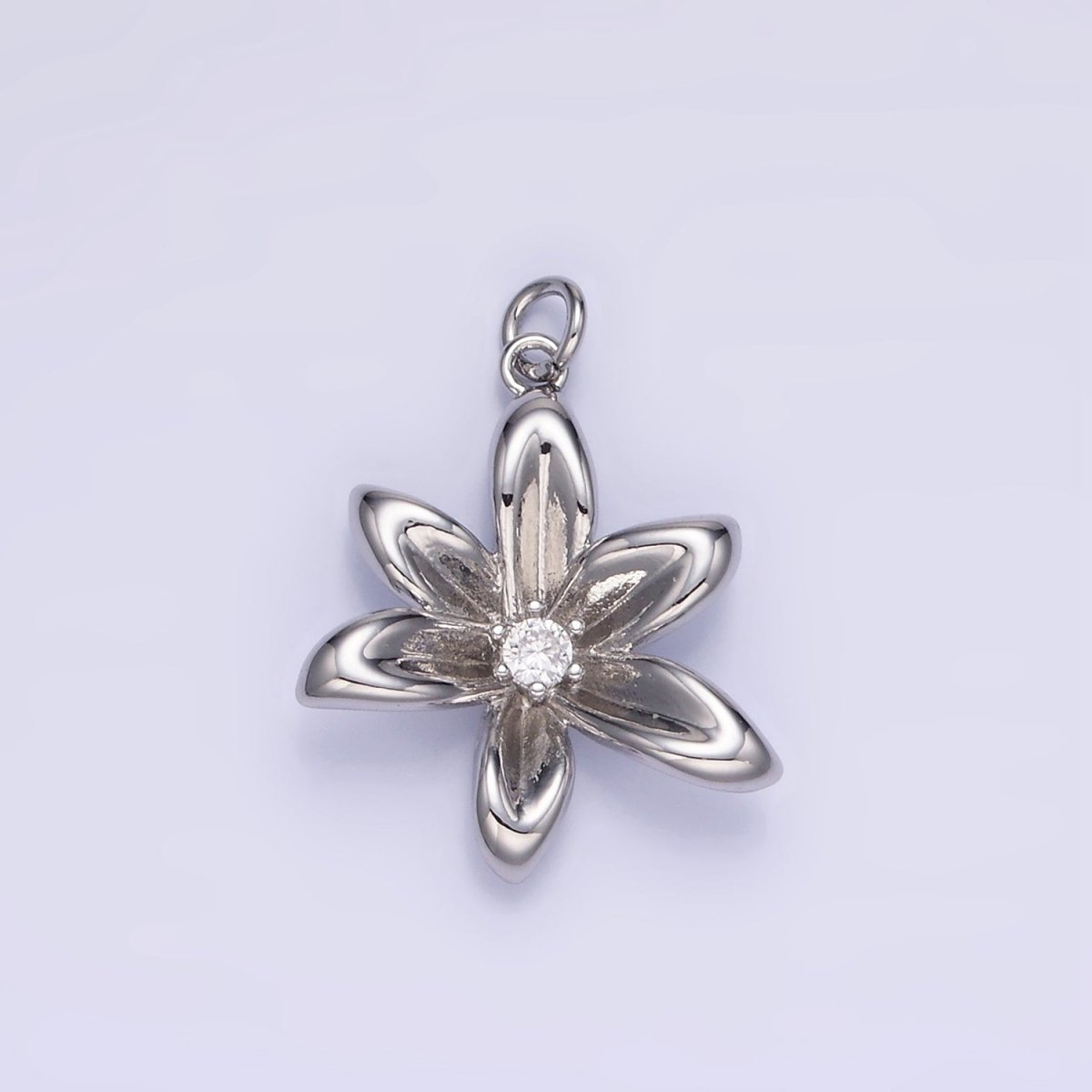 24K Gold Filled CZ Flower Personalized Charm in Gold &amp; Silver | W773