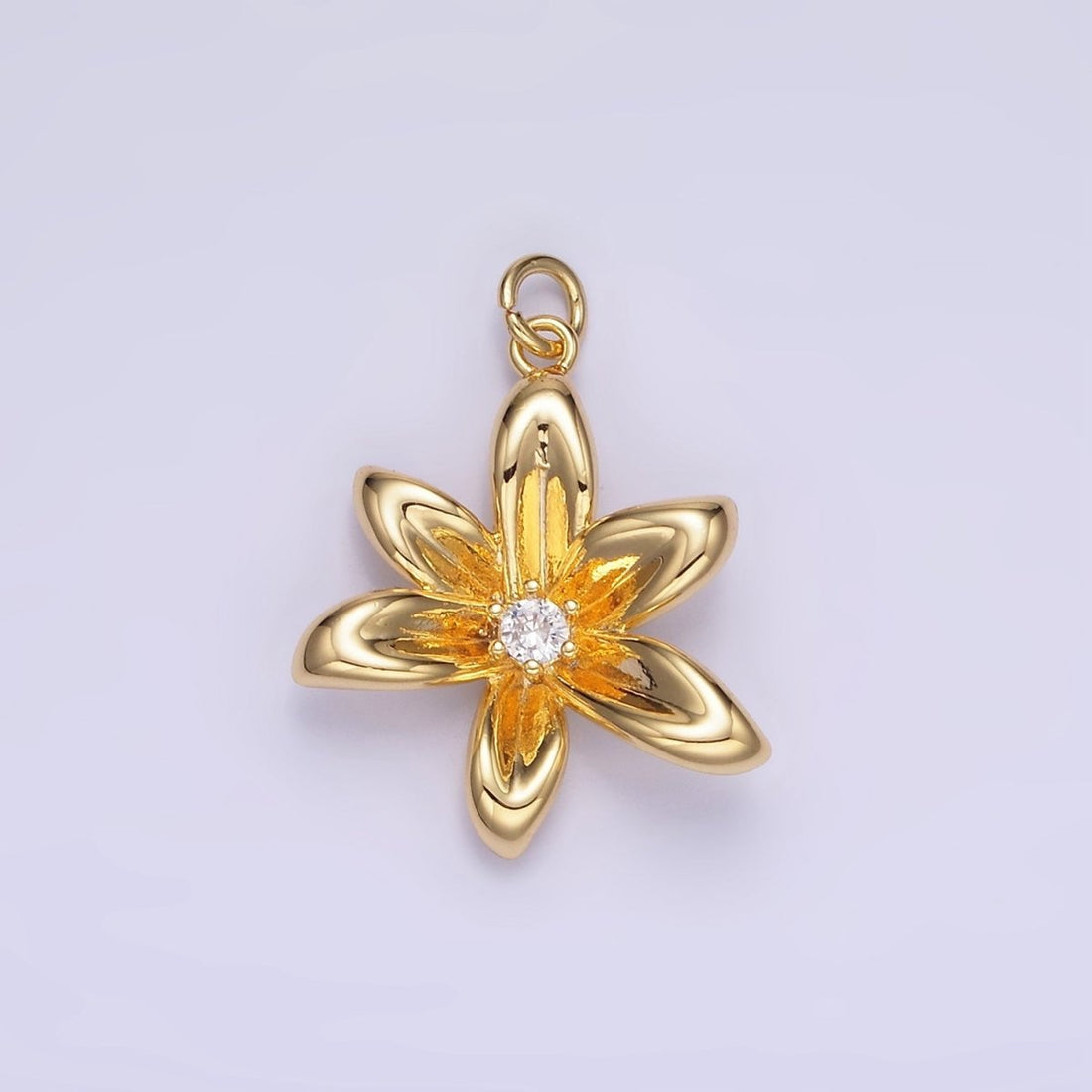24K Gold Filled CZ Flower Personalized Charm in Gold &amp; Silver | W773