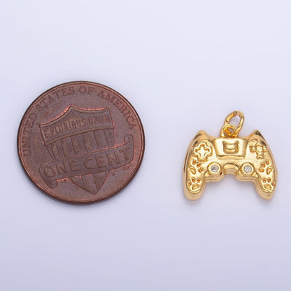 24K Gold Filled CZ Game Console Multidimensional 3D Charm | W041