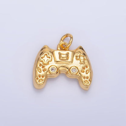 24K Gold Filled CZ Game Console Multidimensional 3D Charm | W041