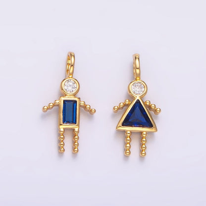24K Gold Filled CZ Geometric Figure Boy Girl Set Charm | W068 - W073